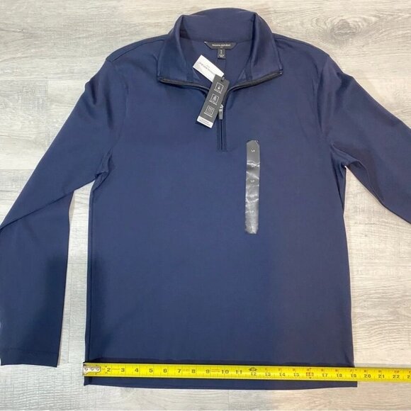 Banana Republic NWT Preppy 1/4 Zip Navy Performance Long Sleeve Shirt Size S - Picture 11 of 13